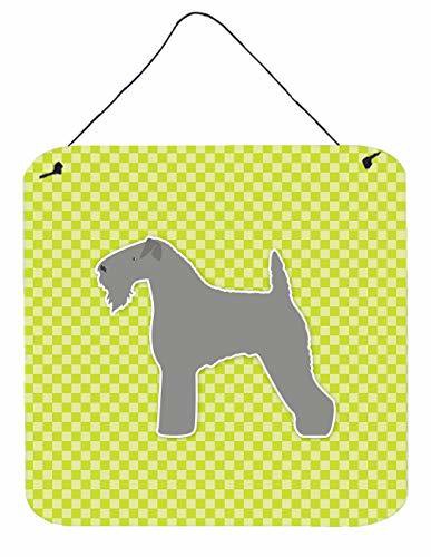 Caroline&#39;s Treasures Bb3792Ds66 Kerry Blue Terrier Checkerboard Green Wall Or Door Hanging Prints, 6X6, Multicolor