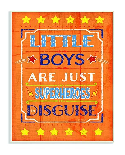 The Kids Room By Stupell Little Boys Are Just Superheroes In Disguise Textual Art Wall Plaque, 11 X 0.5 X 15, Proudly Made In Usa