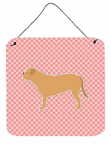 Caroline&#39;s Treasures Bb3670Ds66 Dogue De Bordeaux Checkerboard Pink Wall Or Door Hanging Prints, 6X6, Multicolor