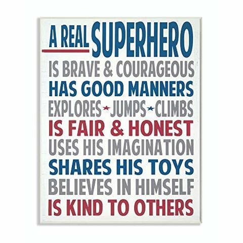 The Kids Room By Stupell Typography Art Wall Plaque, A Real Superhero, 11 X 0.5 X 15, Proudly Made In Usa