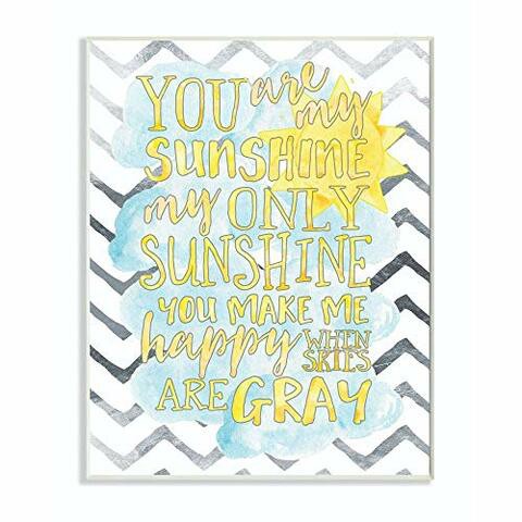 Stupell Industries You Are My Sunshine Watercolors Chevron Wall Plaque, 10X15, Design By Artist Erica Billups