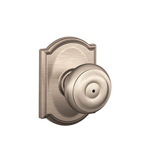 Schlage F40 Geo 619 Cam Camelot Collection Georgian Privacy Knob, Satin Nickel