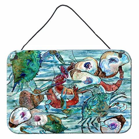 Caroline&#39;s Treasures 8964Ds812 Watery Shrimp, Crabs And Oysters Wall Or Door Hanging Prints, 8X12, Multicolor