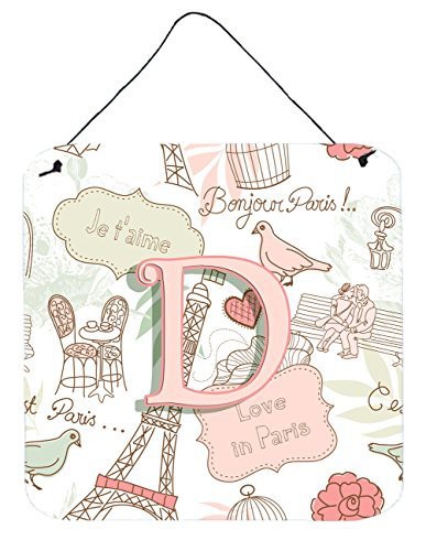 Caroline&#39;s Treasures Letter D Love In Paris Pink Wall Or Door Hanging Prints, 6 X 6