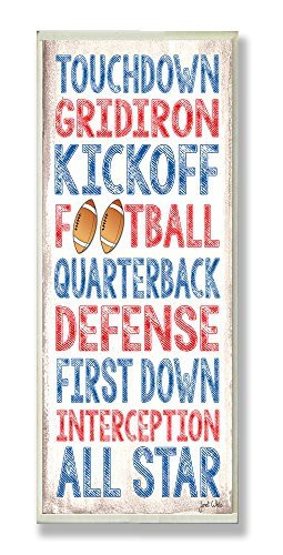 The Kids Room By Stupell Touchdown Football Typography Rectangle Wall Plaque, 7 X 0.5 X 17, Proudly Made In Usa