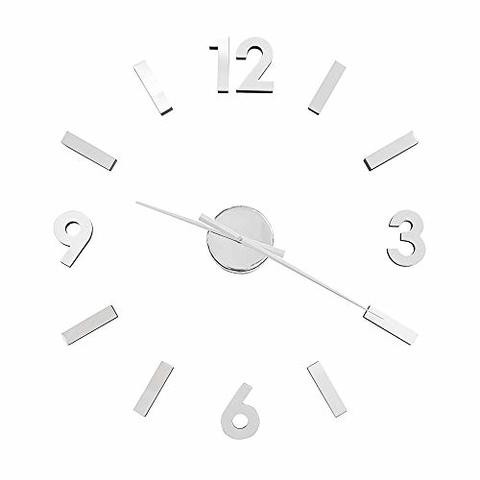 Torre &amp; Tagus Versa Diy Adhesive Wall Clock For Home Office School Decorations, Large, Silver