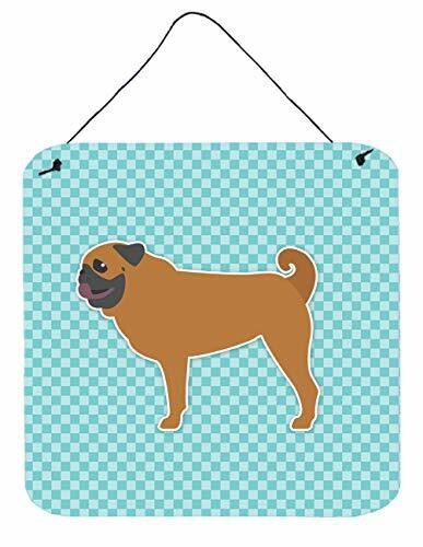 Caroline&#39;s Treasures Bb3747Ds66 Pug Checkerboard Blue Wall Or Door Hanging Prints, 6X6, Multicolor