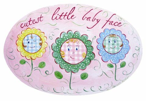 The Kids Room By Stupell Cutest Little Baby Face With Flowers Oval Wall Plaque