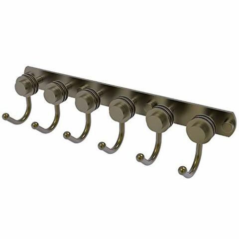 Allied Brass 920D-6-Abr Mercury Collection 6 Position Tie And Belt Rack With Dotted Accent, Antique Brass