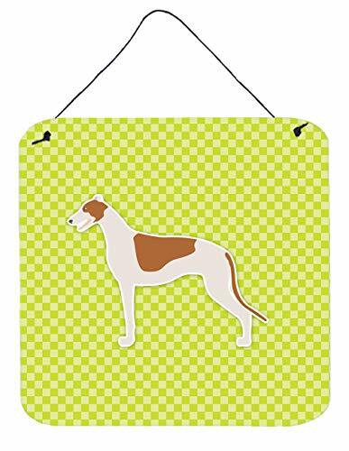 Caroline&#39;s Treasures Bb3805Ds66 Greyhound Checkerboard Green Wall Or Door Hanging Prints, 6X6, Multicolor