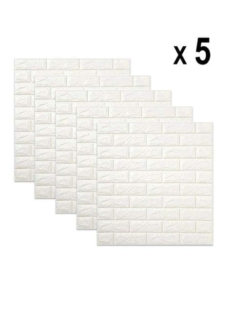 Generic 5-Piece 3D Foam Bricks Wallpaper Set White