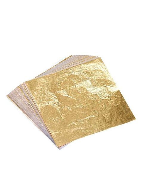 Generic 100 Sheets Imitation Gold Foil Paper Decorative Papers Golden 14X14cm