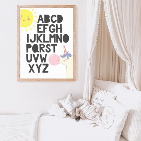 Sweet Pea Alphabet Unicorn Wall Art Print