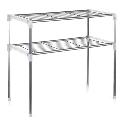 Decdeal - 2-Tier Multi-functional Kitchen Storage Shelf Rack Microwave Oven Shelving Unit