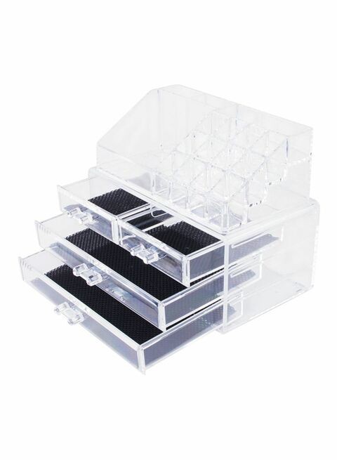 East Lady 2-Piece Cosmetic Makeup Organizer Drawers Clear