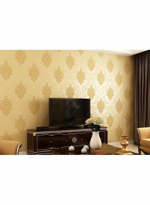 Generic Elegant Relief Flower Texture Damask Wallpaper Metallic Beige