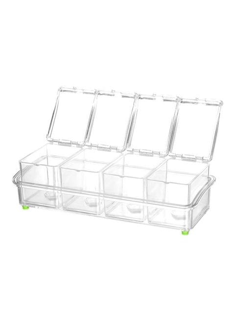 Generic Set Of 4 Seasoning Storage Box With Spoon Clear 26X8.5X10.5cm