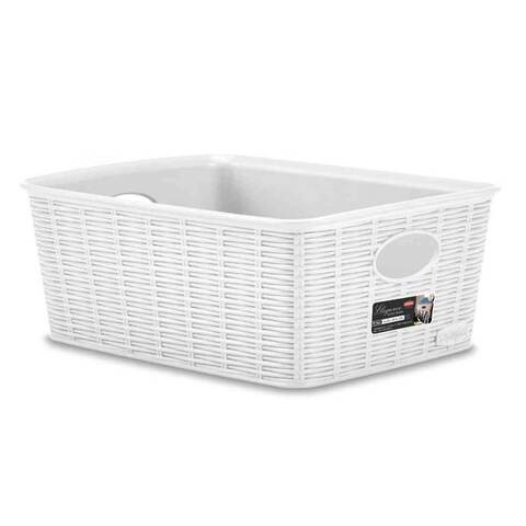 Stefanplast Elegance Basket  M High White 25X19.5X6Cm