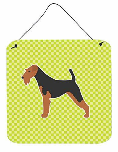 Caroline&#39;s Treasures Bb3857Ds66 Airedale Terrier Checkerboard Green Wall Or Door Hanging Prints, 6X6, Multicolor