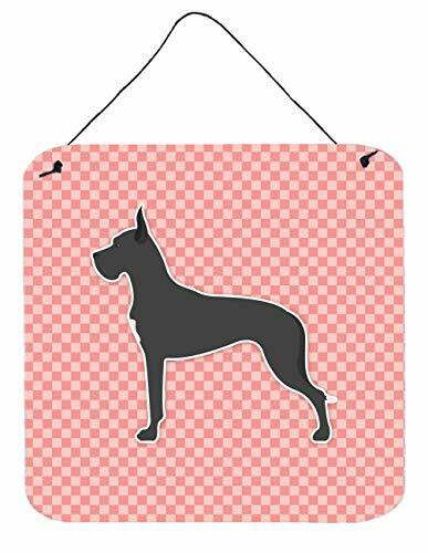 Caroline&#39;s Treasures Bb3675Ds66 Great Dane Checkerboard Pink Wall Or Door Hanging Prints, 6X6, Multicolor