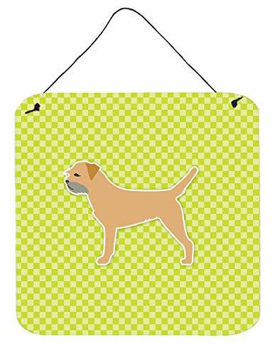 Caroline&#39;s Treasures Bb3789Ds66 Border Terrier Checkerboard Green Wall Or Door Hanging Prints, 6X6, Multicolor