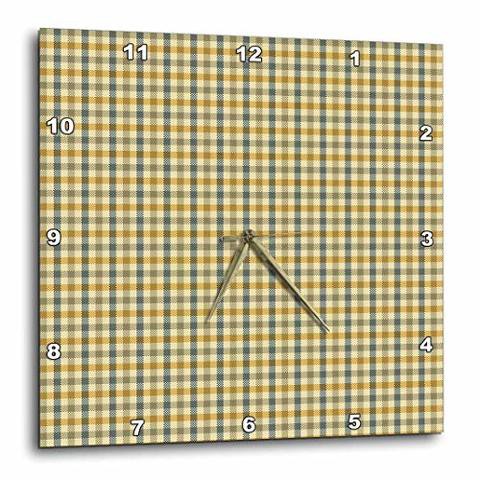 3Drose Gray And Yellow Plaid Patterned Art - Wall Clock, 10 By 10-Inch (Dpp_130528_1)