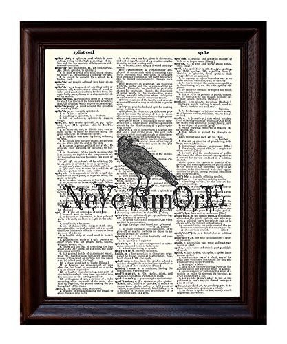 Fresh Prints Of Ct Dictionary Art Print - Edgar Allen Poe Nevermore - Printed On Recycled Vintage Dictionary Paper - 8&quot;X11&quot; - Mixed Media Poster On