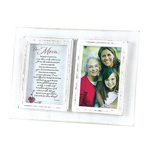 Dicksons Dear Mom White Distressed 11.5 X 8.5 Wood Double Photo Frame