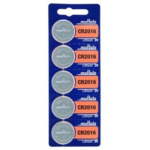 Murata CR2016 Lithium 3V (muRata) Batteries – 5 Pieces. Made in Indonesia.