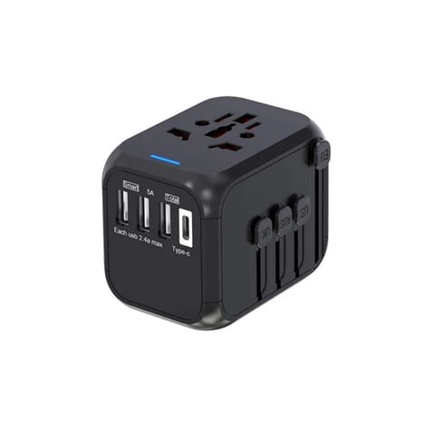 ALISSA-All in One AC Outlet Power Plug Adapter 3 USB + 1 Type C Charging Ports, Black.