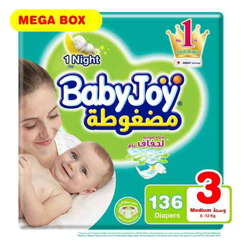 BabyJoy Diapers Compressed Diamond pad Mega Box Size 3 (2x68) 6 -12 KG