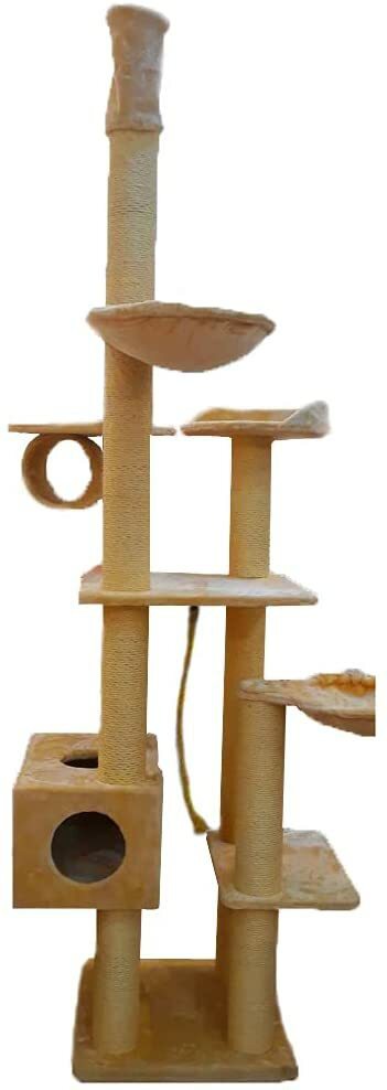 Petshopindragonmart Cat Tree Tower Furniture Scratcher Pet House Condo Multi Level 888710 Beige 57 x 57 x 240cm