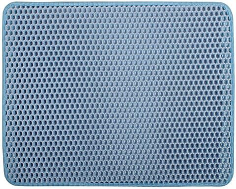 Cat Litter Mat Honeycomb Double Layer Waterproof Urine Proof Tracking Kitty Litter Trapping Mats Washable Easy Clean Scatter Control (29&quot; x 21&quot; Blue)