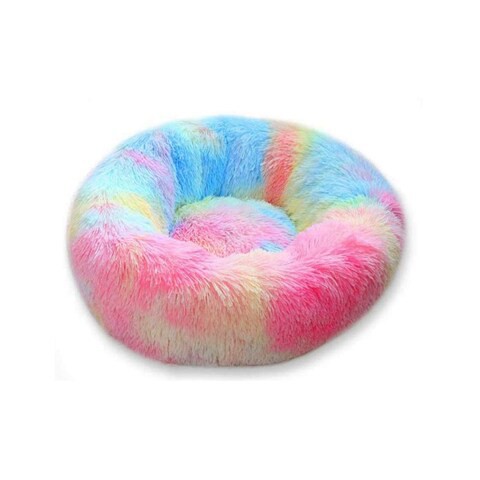 ALISSA-50cm Round Donut Beds Sofa for Small Dogs, Warm Plush Calming Pet Bedding, Pluffy, Comfy&Cute Faux Fur Cuddler, Multi-color.