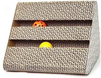 Generic Cat Scratcher Post Scratching Cardboard Triangle W/ Bell Balls Catnip Pet Toy