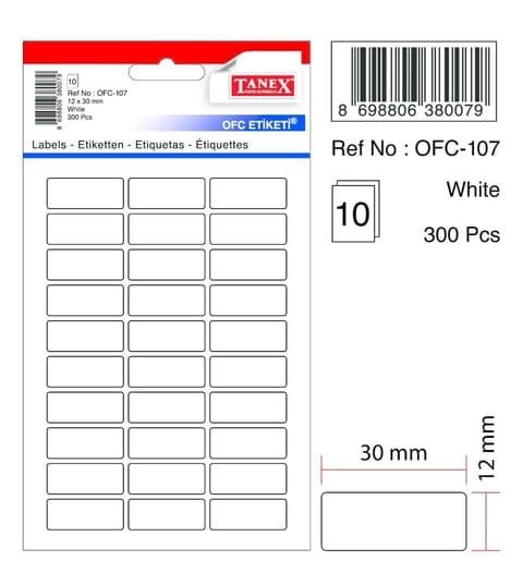 Multipurpose Sticker (Tanix) White 12 x 30 mm