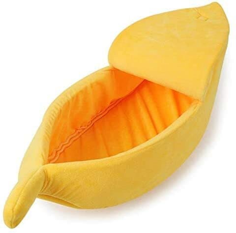 Skeido Soft Non-Toxic Breathable Warm Pet Nestm, Banana Shape Cat Bed Cave Pet House Cat Litter Kennel, Dog Bed