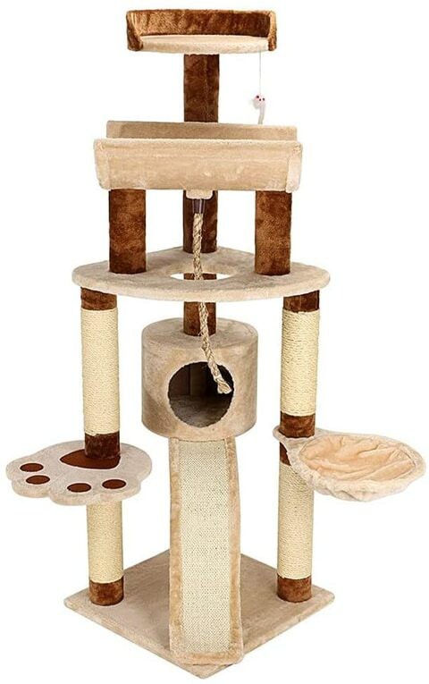 Petshopindragonmart Cat Tree Tower Furniture Scratcher Pet House Condo Multi Level Qq80349-3 50 x 50 x 145Hcm