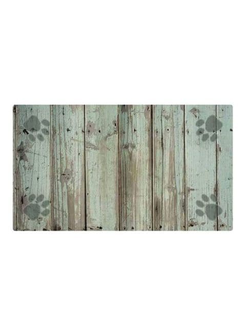 PLACE MATE Dry Mate Pet Place Mate Dogs Green Distressed Wood/Paws 16 X 28 Inches