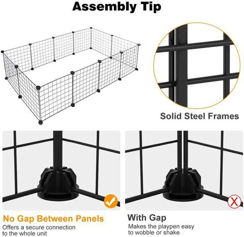 Naor 12 Panels Pet Playpen, Diy Small Animal Cage For Guinea Pigs, Puppy | Pet Products Portable Metal Wire Yard Fence (12 Panels)