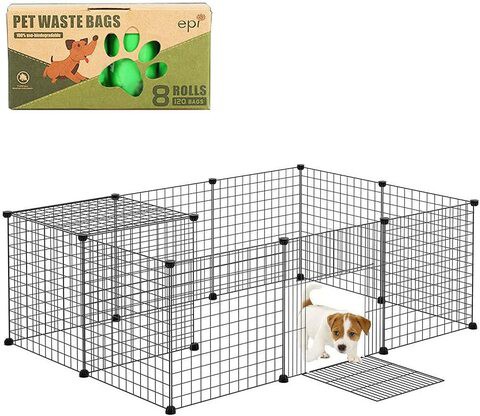 Generic 12 Panels Pet Playpen Diy Fence Cage Metal Wire Exercise Pen Pet Kennel Crate Indoor For Small Animals Bunnies Rabbits Puppies (12 Panels)