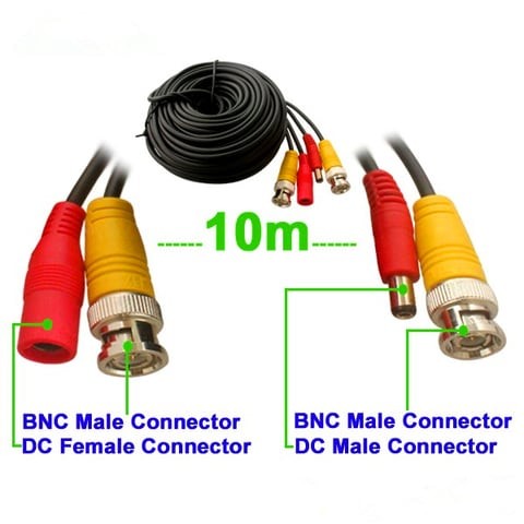 كابل كاميرا فيديو بي ان سي أسود بطول 10 م لجميع أنظمة المراقبة (دي في ار) عالية الجودة من توم فيجن (RG59)