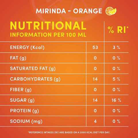 Mirinda Orange Carbonated Soft Drink Plastic Bottle 1.25 Liter