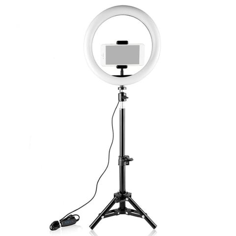 عام -26 سم / 10 بوصة لالبسيطة مصباح LED فيديو ضوء مصباح عكس الضوء 3 إضاءة USB تعمل بالطاقة ، حامل Ballhead ، محول حامل الكرة ، بعد مصراع البث الصور الشخصية للماكياج الوجه