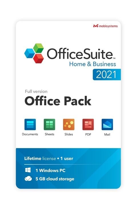 OfficeSuite Home & Business 2021 - full license - Compatible with Microsoft® Office Word, Excel & PowerPoint® and Adobe PDF for PC Windows 10, 8.1, 8, 7 (1PC/1User)