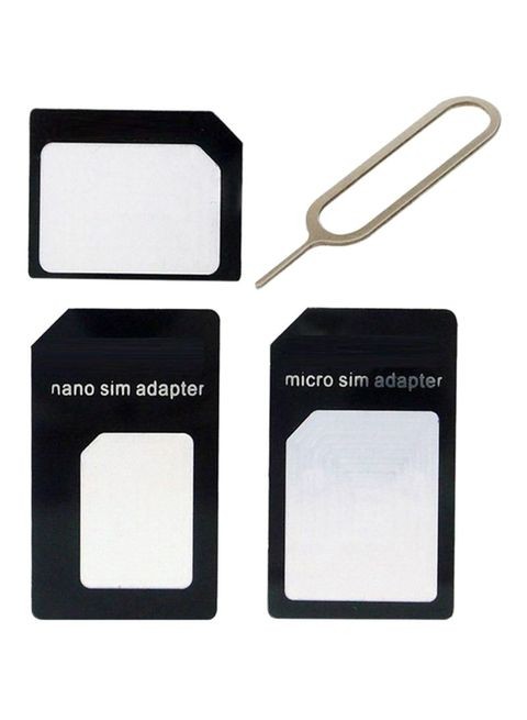 Generic - Standard Nano & Micro SIM Card Adapters 3.2x2inch Black