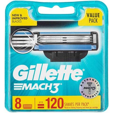 Gillette Mach3 Men's Razor Refill Pack of 8