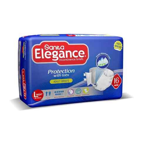 Sanita Elegance Incontinence Diapers For Unisex Large Jumbo , (85-154 cm) - 16 Pieces