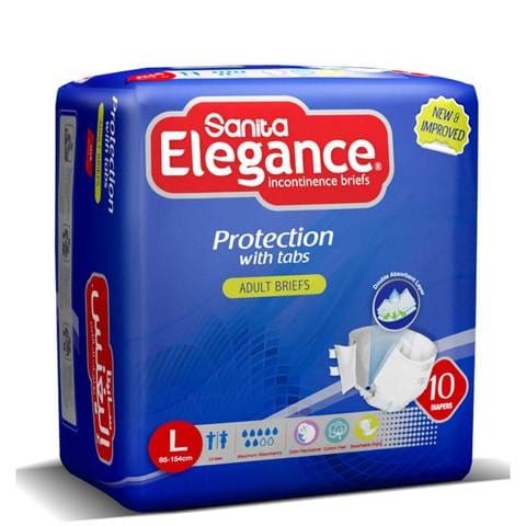 Sanita Elegance Diapers Large, 10 Pieces