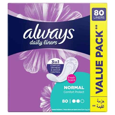 Always Protective Sanitary Pads Fresh Scent 80 Count